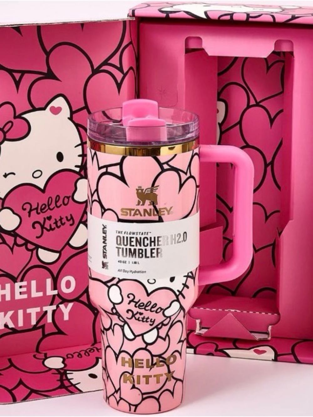 Stanley Pink Tumbler with Gold Lettering - Picture 2 of 6